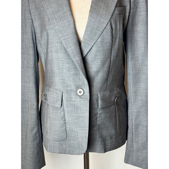 Talbots Blazer Women 2 Gray Wool Blend Single Breasted One Button Close Kate Fit - Picture 7 of 12